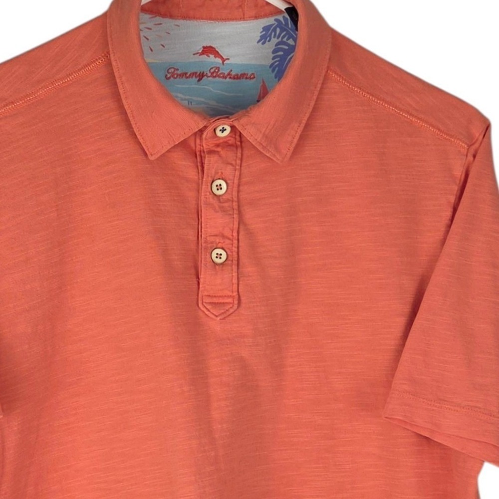 Tommy‎ Bahama Polo Shirt Mens Small Coral Orange 100% Pima Cotton Beach Golf
